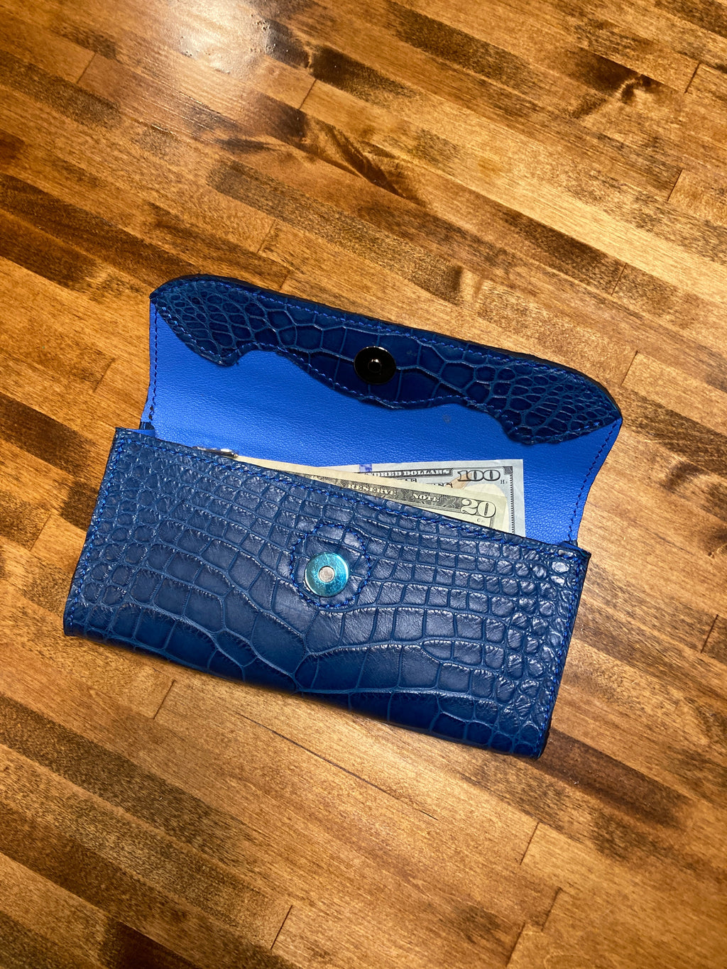 Admiral Blue Alligator Clutch