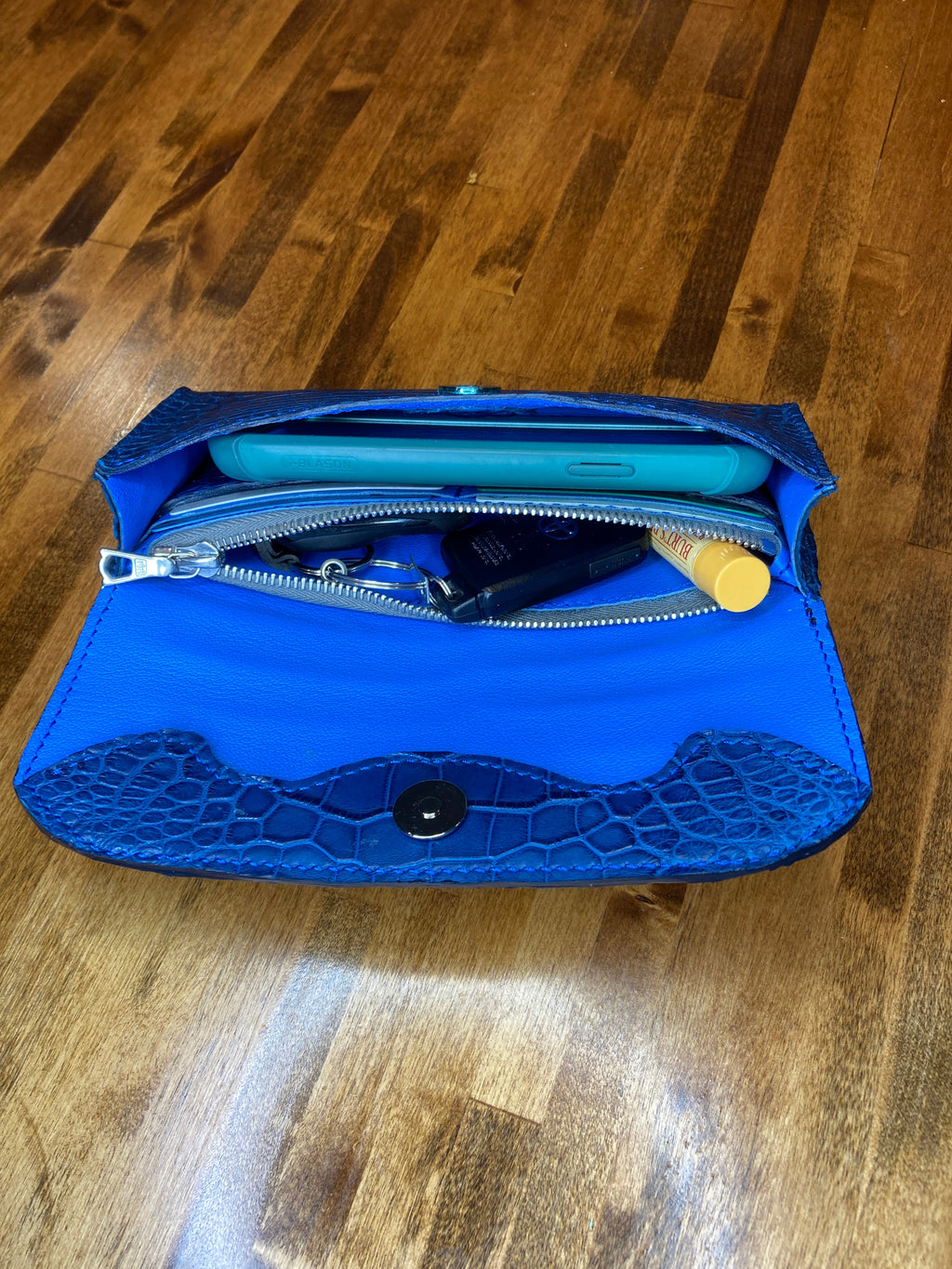 Admiral Blue Alligator Clutch