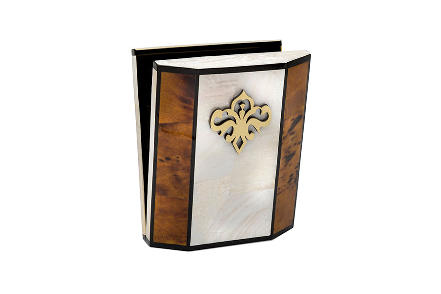 Nathalie Trad Henry Clutch Bag- Kabibe and Tab 37 shell clutch shell clutch with black resin & brass detail.