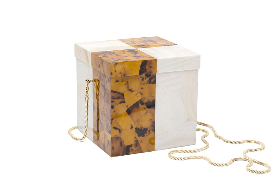 Nathalie Trad Leonard II Clutch Bag-Tab 37 shell and Kabibe shell clutch with brass details. 