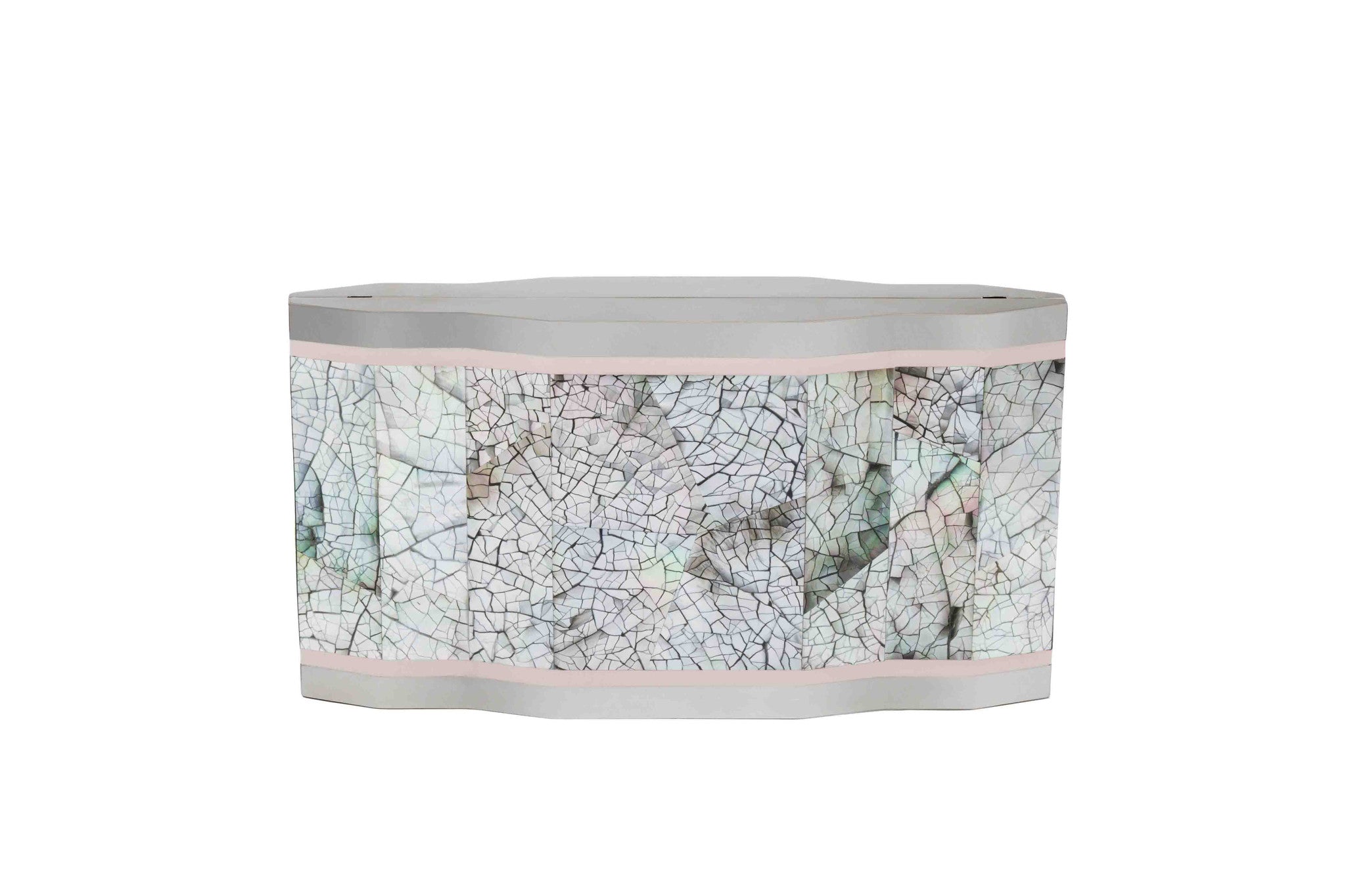 Nathalie Trad Jude Clutch Bag-Black Lip Hayang Shell x Stainless Steel x Rose Resin