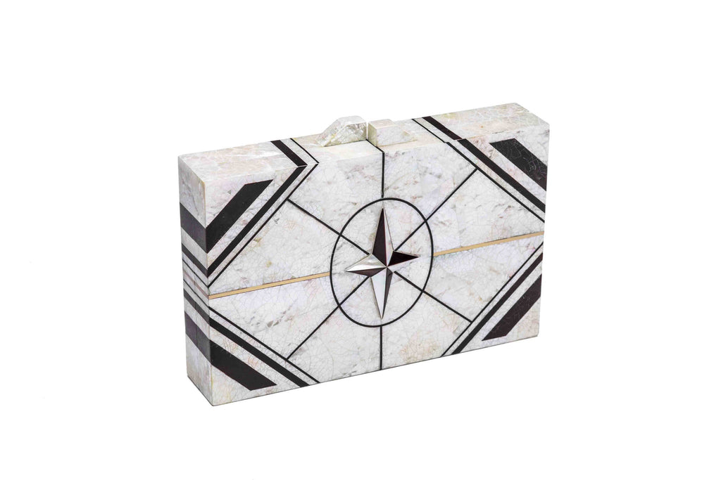Nathalie Trad Zero I Clutch Bag- Mother Of Pearl x  Black Tab x  Brass