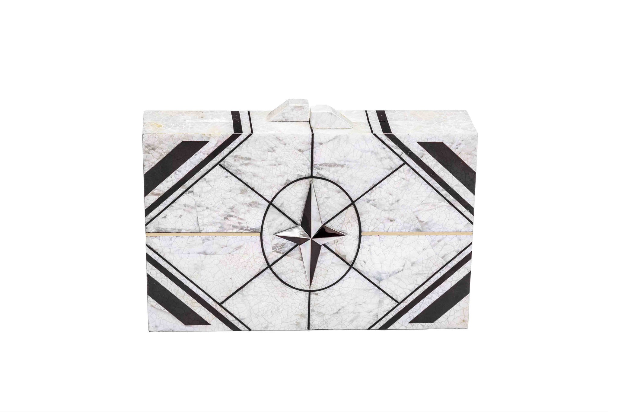 Nathalie Trad Zero I Clutch Bag- Mother Of Pearl x  Black Tab x  Brass