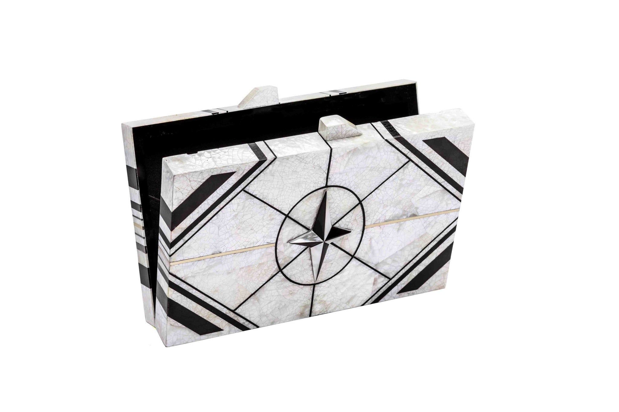 Nathalie Trad Zero I Clutch Bag- Mother Of Pearl x  Black Tab x  Brass
